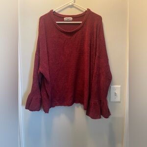Knox Rose Deep Red Knit Sweater XXL